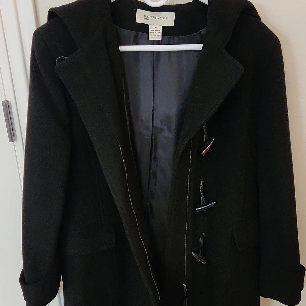 Jones New York, size Large, Black wool hooded coat - Picture 8 of 10
